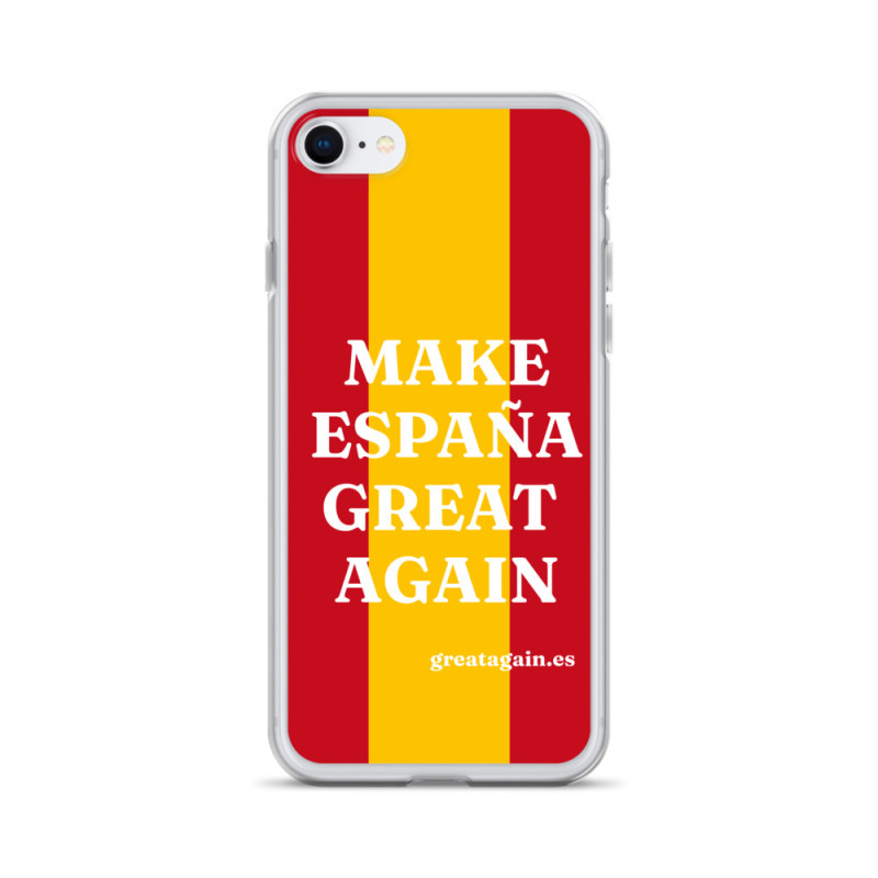 Carcasa transparente iPhone® Make España Great Again con bandera grande