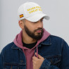 Gorra con bandera de España "Make España Great Again" blanca bordado dorado (estilo Dad hat)