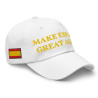 Gorra con bandera de España "Make España Great Again" blanca bordado dorado (estilo Dad hat)