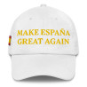 Gorra con bandera de España "Make España Great Again" blanca bordado dorado (estilo Dad hat)