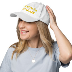 Gorra con bandera de España "Make España Great Again" blanca bordado dorado (estilo Dad hat)