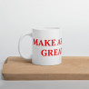 Taza clásica "Make Argentina Great Again" en blanco con letras rojas.