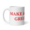 Taza clásica "Make Argentina Great Again" en blanco con letras rojas.