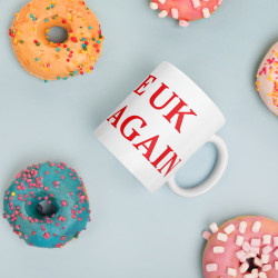 Taza clásica "Make UK Great Again" en blanco con letras rojas