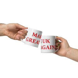 Taza clásica "Make UK Great Again" en blanco con letras rojas