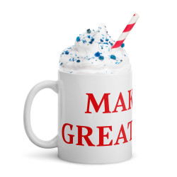 Taza clásica "Make UK Great Again" en blanco con letras rojas