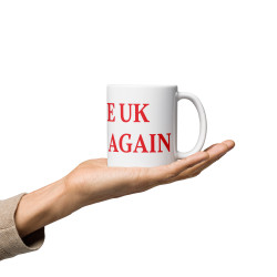 Taza clásica "Make UK Great Again" en blanco con letras rojas
