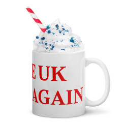 Taza clásica "Make UK Great Again" en blanco con letras rojas