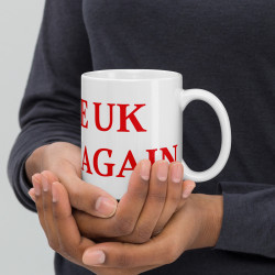 Taza clásica "Make UK Great Again" en blanco con letras rojas
