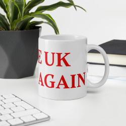 Taza clásica "Make UK Great Again" en blanco con letras rojas