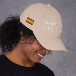 Gorra con bandera de España "Make España Great Again" color arena / beige (estilo Dad hat)