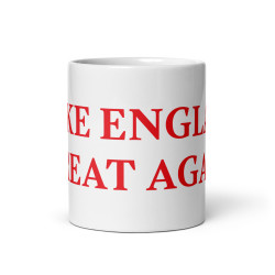 Taza clásica "Make England Great Again" en blanco con letras rojas