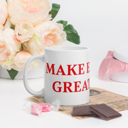 Taza clásica "Make England Great Again" en blanco con letras rojas