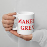 Taza clásica "Make England Great Again" en blanco con letras rojas