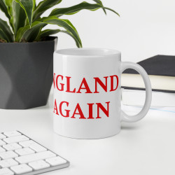Taza clásica "Make England Great Again" en blanco con letras rojas