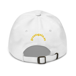 Gorra sin bandera "Make España Great Again" blanco con letra dorada (estilo Dad hat)