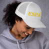 Gorra "España" tipo trucker blanca bordada en dorado con Ñ