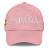 Gorra "España" color rosa con letra blanca y con bandera bordada (estilo Dad hat)