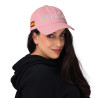 Gorra "España" color rosa con letra blanca y con bandera bordada (estilo Dad hat)