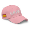Gorra "España" color rosa con letra blanca y con bandera bordada (estilo Dad hat)