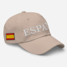 Gorra "España" color beige con letra blanca y con bandera bordada (estilo Dad hat)