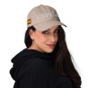 Gorra "España" color beige con letra blanca y con bandera bordada (estilo Dad hat)