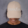 Gorra "España" color beige con letra blanca y con bandera bordada (estilo Dad hat)