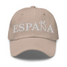 Gorra "España" color beige con letra blanca bordada sin bandera (estilo Dad hat)