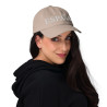Gorra "España" color beige con letra blanca bordada sin bandera (estilo Dad hat)