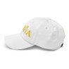 Gorra "España" color blanco con letra dorada bordada sin bandera (estilo Dad hat)