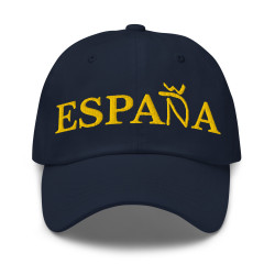 Gorra "España" color azul navy con letra dorada bordada sin bandera (estilo Dad hat)