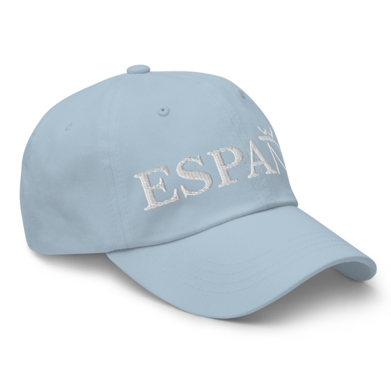 Gorra "España" color azul claro con letra blanca sin bandera (estilo Dad hat)