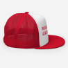Gorra "Great Again" impresa blanca/roja con letras rojas (estilo Trucker)