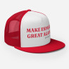 Gorra "Great Again" impresa blanca/roja con letras rojas (estilo Trucker)