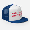 Gorra "Great Again" impresa azul/blanca con letras rojas (estilo Trucker)
