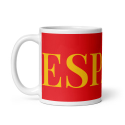 Taza clásica "España" en rojo con letra dorada