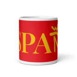 Taza clásica "España" en rojo con letra dorada
