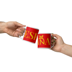 Taza clásica "España" en rojo con letra dorada