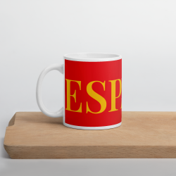 Taza clásica "España" en rojo con letra dorada