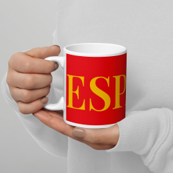 Taza clásica "España" en rojo con letra dorada