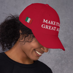 Gorra con bandera "Make Italia Great Again" roja bordada (estilo Dad hat)