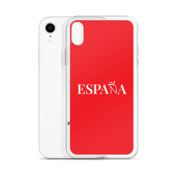 Carcasa transparente iPhone ESPAÑA de color rojo