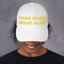 Gorra con bandera "Make Italia Great Again" blanca bordada (estilo Dad hat)
