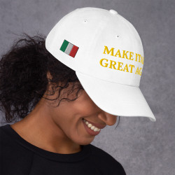 Gorra con bandera "Make Italia Great Again" blanca bordada (estilo Dad hat)