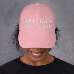 Gorra con bandera "Make Italia Great Again" rosa bordada (estilo Dad hat)