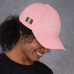Gorra con bandera "Make Italia Great Again" rosa bordada (estilo Dad hat)