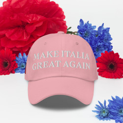 Gorra con bandera "Make Italia Great Again" rosa bordada (estilo Dad hat)