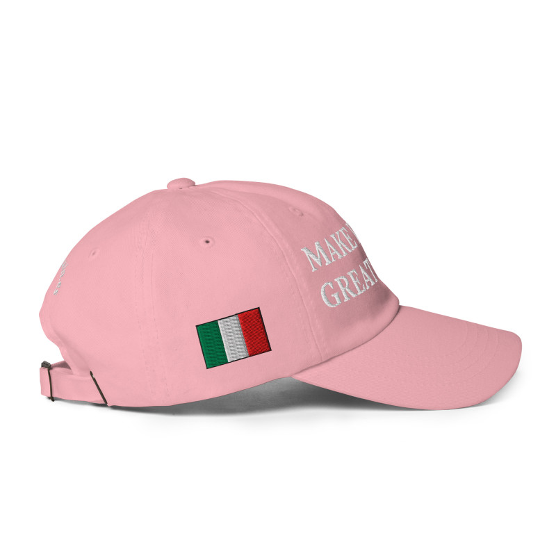 Gorra con bandera "Make Italia Great Again" rosa bordada (estilo Dad hat)