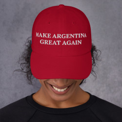 Gorra con bandera "Make Argentina Great Again" roja bordada (estilo Dad hat)