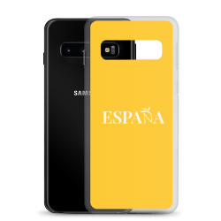 Carcasa transparente Samsung ESPAÑA amarilla letra blanca